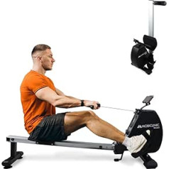 Mobiclinic® RowFit Fitness Rowing Machine, 8 Resistance Levels, Silent, Magnetic Resistance, LCD Monitor, Mobile Phone Stand, Up to 120 kg, 6 kg Flywheel, Home Gym