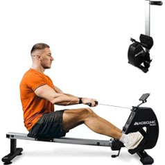 Mobiclinic® RowFit fitnesa airēšanas trenažieris, 8 pretestības līmeņi, kluss, magnētiskā pretestība, LCD monitors, mobilā telefona statīvs, līdz 120 kg, 6 kg spararats, mājas trenažieru zāle