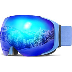 COPOZZ Slēpošanas aizsargbrilles G2 OTG Snovborda sniega aizsargbrilles pret atspīdumu ar pretmiglas maināmu lēcu UV aizsardzības ķivere Saderīgas slēpošanas brilles vīriešiem sievietēm, pusaudžiem