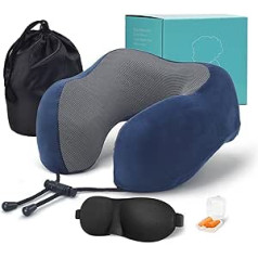 Nicoone Neck Pillow Memory Foam Comfortable Breathable Travel Pillow Neck Pillow Support Airplain Travel Set for Sleep Rest