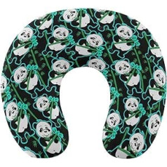 Chin Support Neck Pillow, Compatible with Cool Bamboo and Panda, Memory Foam Travel Pillow with Breathable Zipper Cover, Machine Washable Sleeping Pillow for Airplane Travel and Cars