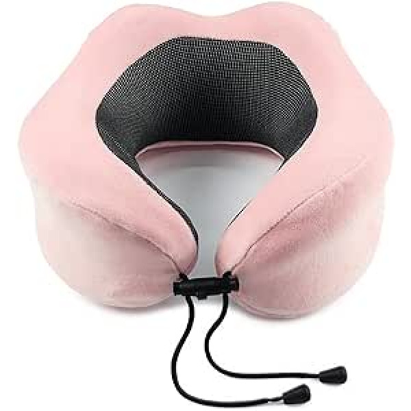 QSWL Travel Pillow, Travel Neck Pillow, Memory Foam Head and Chin Support, 360° Ergonomic Support Function, Neck Pillow, Washable Cover for Aeroplane, Office (Colour: Light Pink, Size: 27 x 27 x 13 cm)