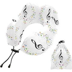 YOUJUNER Travel Pillow Music Note Musical Memory Foam Neck Pillow Support Pillow Neck Pillow