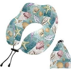 YOUJUNER Reisekissen Sea Seashell Coral Seestern Memory Foam Nackenkissen Stützkissen Nackenkissen