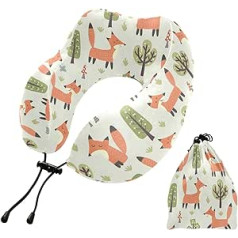 YOUJUNER Travel Pillow Cute Fox Tree Memory Foam Neck Pillow Support Pillow Neck Pillow