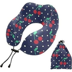 YOUJUNER Reisekissen Cherry Polka Dot Memory Foam Nackenkissen Stützkissen Nackenkissen