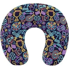 Oudrspo Cyber Sport Neon Neck Pillow for Sleeping, U Shaped Travel Pillow, Neck Support Pillow, Airplane Pillow for Home and Office