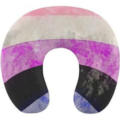 Oudrspo Aquarell-Genderfluid-Pride-Flaggen-Nackenkissen zum Schlafen, U-förmiges Reisekissen, Nackenstützkissen, Flugzeugkissen für das Heimbüro