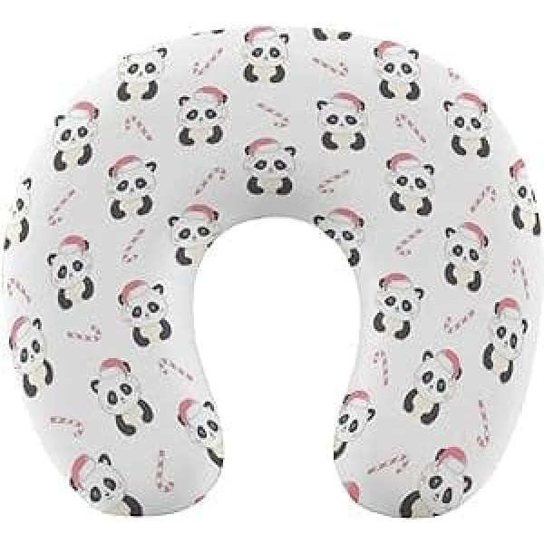 Oudrspo Panda Bear Red Santa Neck Pillow for Sleeping, U Shaped Travel Pillow, Neck Support Pillow, Airplane Pillow for Home Office