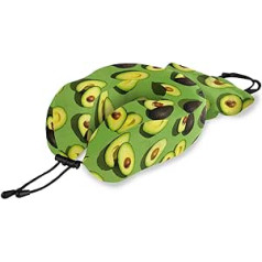 QMIN Travel Pillow, Avocado Fruit Pattern Print, Memory Foam Neck Pillow Support, U-shaped Pillow, Ergonomic Neck Pillow, Travel Set for Long Distance Airplanes, Car, Train