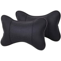 DANDELG Pack of 2 leather car cushions, universal car headrest, neck protection