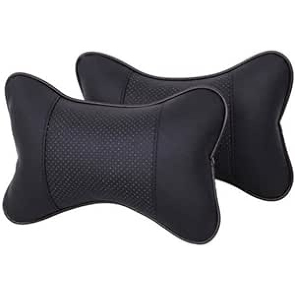 DANDELG Pack of 2 leather car cushions, universal car headrest, neck protection