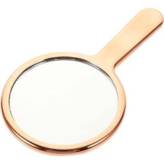 Fomiyes rankinis veidrodinis stiklinis rankų veidrodis su rankena makiažui Nešiojamas kelioninis veidrodis, dovana vyrams ir moterims rožinio aukso apvalus
