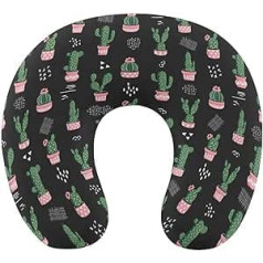 Cactus Pattern Travel Pillow Pārnēsājams kakla spilvens U formas spilvena automašīnas galvas balsts sievietēm vīriešiem