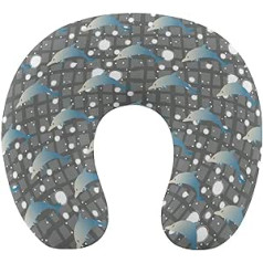 Blue Dolphins Travel Pillow Pārnēsājams kakla spilvens U formas spilvena automašīnas galvas balsts sievietēm vīriešiem