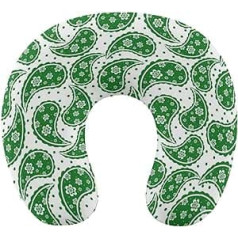 Green Paisley Pattern Travel Pillow Pārnēsājams kakla spilvens U formas spilvena automašīnas galvas balsts sievietēm vīriešiem