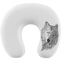 HABXNJF Memory Foam U Shaped Travel Neck Pillow, Grey Wolf Travel Pillow, Neck Pillow for Travel, Car, Office