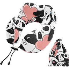 MCHIVER Panda Neck Pillow for Sleeping Memory Foam Travel Pillow with Storage Bag Adjustable Soft Head Neck Support Pillow for Headrest Travel Flight Travel Essentials