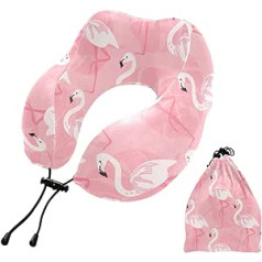 MCHIVER Flamingos kaklo pagalvė miegui Atminties putplasčio kelioninė pagalvė su laikymo krepšiu Reguliuojama minkšta galvos ir kaklo atrama pagalvė, skirta kelionėms lėktuvu.