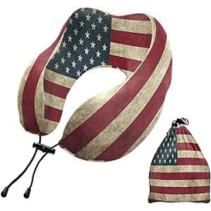 YOUJUNER Travel Pillow Vintage USA Flag Memory Foam Neck Pillow Support Pillow Neck Pillow