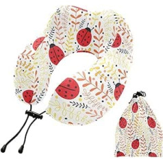 MCHIVER Ladybird Neck Pillow for Sleeping, Memory Foam Travel Pillow with Storage Bag, Adjustable, Soft Head/Neck Support Pillow for Flight, Headrest, Travel, Essentials