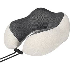 ZONEWD Travel Pillow Kakla spilvens Mīksts U-veida kokvilnas spilvendrāna ar Memory Foam Mašīnā mazgājams kakla spilvens lidmašīnām, vilcieniem, automašīnām, birojiem un kempingiem pelēks, gaiši pelēks