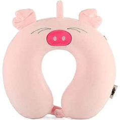 ADSFG Travel Pillow Memory Foam Neck Pillow Cartoon Animal Shape Plush Neck Support for Children and Adults, F