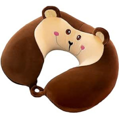 Travel Pillow, U-Shaped Pillow, Children, Memory Foam Neck Pillow, Removable Cover, Travel Sleeping Pillow for Children, Monkey