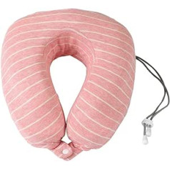 LMJ Travel Pillow Memory Foam Svītraina raksta U spilvena galvas balsts Ērts kakla spilvens birojam, mājām, lidmašīnām (krāsa: rozā)