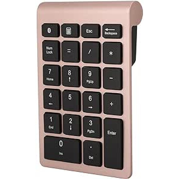 Goshyda 22 taustiņu ciparu tastatūra, Bluetooth bezvadu tastatūra, pārnēsājama finanšu uzskaites uzlādējama ciparu tastatūra klēpjdatora galddatoram, personālajam datoram (Rose Gold)