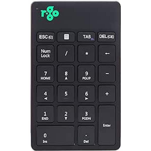 „R-Go Numpad Break“, su anti-RSI programine įranga, „Bluetooth“ belaide skaitmenine klaviatūra, skaitmenine klaviatūra kompiuteriui, nešiojamuoju kompiuteriu, planšetiniu kompiuteriu, juoda