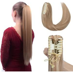 Elailite Real Hair zirgaste pagarinājumi 45 cm zirgaste matu pagarinājumi ar klipsi Remy Straight Braid cilvēka mati 18 collas 115 g #18/613 pelnu blondi un balināti blondi