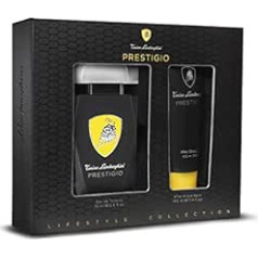 Lamborghini Tonino Lamborghini • Prestigio dāvanu komplekts vīriešiem tualetes ūdens aerosols 75 ml / 2,5 fl.oz. + Balzams pēc skūšanās 100 ml / 3,4 fl.oz. • Dzīvesstila kolekcija