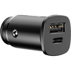 Baseus CCALL-AS01 auto lādētājs USB-C | USB | 5A | 30W | QC 4.0 | PD 3.0 | SCP | AFC melns