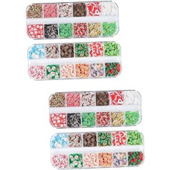 Nolitoy 4 Boxes Christmas Nail Art Ornaments Nail Art Decoration Christmas Decoration Nail Accessories Charms Discs For Resin Christmas Clay Disc Polymer Clay