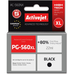 Effiki Activejet ac-560nx tinte (rezerves canon pg-560xl; augstākās kvalitātes; 22 ml; melna)