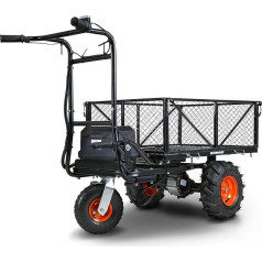 SuperHandy Multi-Purpose Electric Wheelbarrow 48V DC Li-ion Powered 500lb Load Capacity and 1000LB + Pull Farm Garden Modular Cargo Bed