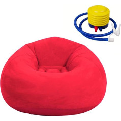 Bean Bag Chair Foldable Flocked Inflatable Sofa Outdoor Living Room Ultra Soft Lazy Sofa Couch Bean Bag Chair with 4 Inch Foot Pump for Kids Adults