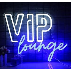 VIP Lounge neona zīme sienas dekorēšanai, VIP neona gaisma telpu dekorēšanai, VIP neona gaismas reklāma ar USB vadību viesnīcai, klubam, kafejnīcai, bāram, birojam, tirdzniecības centram, spēļu zālei (balta un zila)