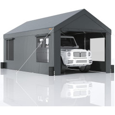 VEVOR Zeltgarage 3 x 6 x 2,8 m Garagenzelt aus 180 g/m² doppelseitig beschichtetes PE und verzinktes Stahlrohr Lagerzelt Carport 38 mm Säulendurchmesser Gerätezelt für 2-3 Erwachsene Dunkelgrau