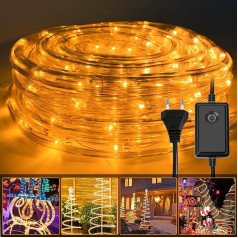 Ansobea LED gaismas caurule āra gaismām, 20 m 480 gaismas caurule āra ūdensizturīga LED caurule ar taimeri un 8 režīmu gaismas caurulēm, āra iekštelpu svinībām, kāzu kāzu, Ziemassvētku dekoratīvajam apgaismojumam (dzeltena)