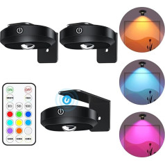 WILLED Picture Light baterija, attēlu apgaismojuma sienas bezvadu apgaismojums, apaļi USB USB uzlādējami RGB LED prožektori, baterija ar tālvadības pulti, uzlādējama attēlu lampa, displeja vitrīnas LED apgaismojums ar laika iestatīšanu