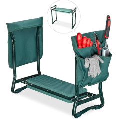 Relaxdays Green Kneeler, Soft Knee Pad, 2 Pockets, Foldable, Knee Aid Gardening, Up to 150 kg, 50 x 60 x 27.5 cm (H x W x D)