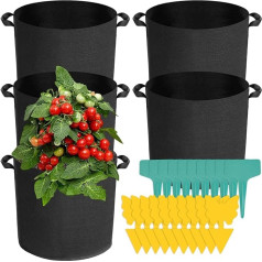 Voarge 5 Stück pflanzsack Kartoffeln, Pflanzsack mit Griffe aus Filzstoff Pflanze Grow Bag für Tomaten Erdbeeren Paprika Karotten Blumen (30 Liter - (D35 x H28))