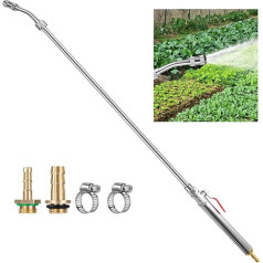 Sprühstab aus Metall, 73,7 cm, Ersatz-Sprühstab mit 6,35 mm und 0,95 cm Messingstab, Universal-Gartensprühstab, Edelstahl-Pump-Sprühstab mit Absperrventil und 2 Schlauchschellen für den Garten