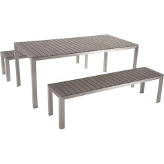 Nardo Practical Garden Furniture Set Artificial Wood 2 Benches Grey