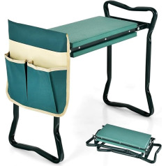 RELAX4LIFE Dārza krēsls dārza darbiem, saliekams dārza krēsls, dārza krēsls ar noņemamu instrumentu somu, plats un biezs EVA putu polsterējums, dārza soliņš līdz 150 kg, 58 x 27,5 x 50 cm, zaļš