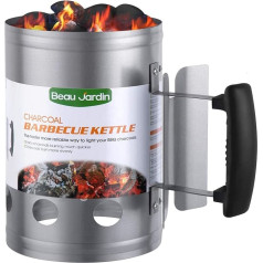 BEAU JARDIN Rapidfire Fireplace 28 x 18 cm grilēšanas ogļu aizdedzinātājs grilam Compact Charcoal Starter Barbecue Lighter Burning Column for Charcoal Grill ar drošu rokturi