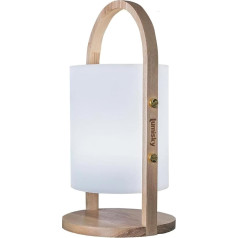 Lumisky Lukturis laternas gaisma balts ar anse en bois sans fil uz baterijas Woody à LED polietilēna rotomoulé, diametrs 19 x augstums 37 cm