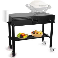 Outafurnia Grilltisch für draußen, klappbarer Grillwagen, Blackstone Grillständer mit Ablage, stabil und stabil, tragbarer Outdoor-Kochvorbereitungstisch mit Rädern für Grillen, Camping und Partys